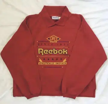 레어 Reebok vintage 구제 의류 자수 맨투맨 빨간색 레드 긴팔