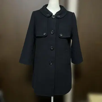 하모니카 롱 코트 블랙