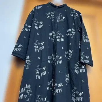 츠하루 바이 사만사 모스모스 양치기 패턴 총 자수 원피스 면 100%