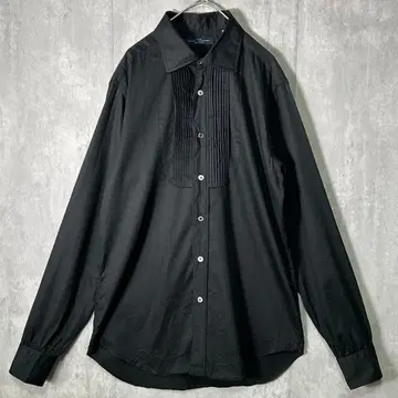 THE TREAT DRESSING 턱시도용 셔츠 블랙 긴팔 핀턱