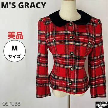 새상품급 M'S GRACY 자켓 겉옷 타탄 체크 울 혼방 M