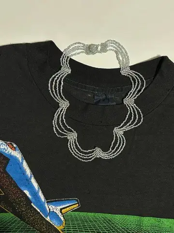 실버 물결 디자인 비즈 목걸이