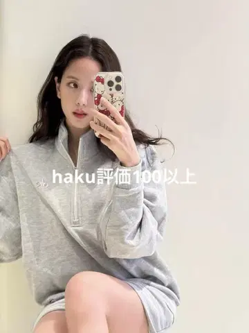 alo yoga 그레이 하프 지퍼 맨투맨