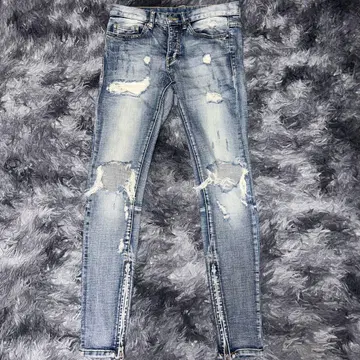 mnml 데미지 데님 팬츠 라이트 블루