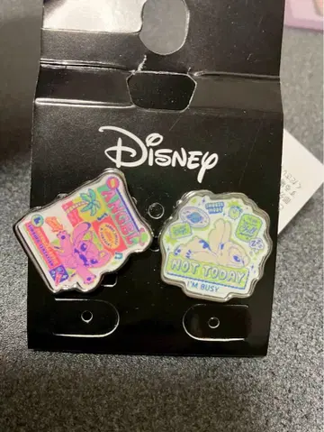 디즈니 스티치 엔젤 2개 핀 배지 레어 콜라보 상품
