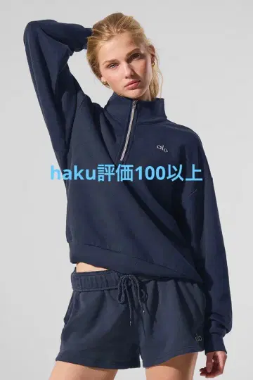 alo yoga 네이비 하프 지퍼 맨투맨