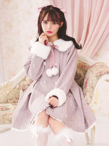 [Ank Rouge] 퍼 달린 핑크 롱 코트