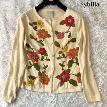 Sybilla 프론트 꽃 자수 코튼 니트 가디건 M 사이즈