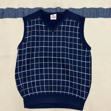 바라쿠타 BARACUTA 네이비 체크 무늬 베스트 L