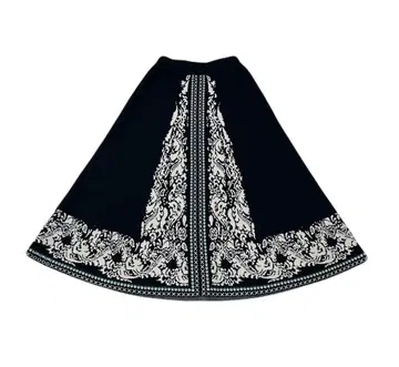DouDou 패널 무늬 자카드 니트 플레어 스커트