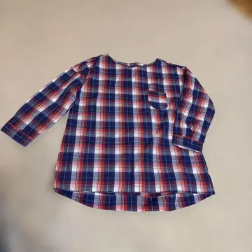 A LA MODE MARCHE 블루 계열 마드라스 체크 론 블라우스