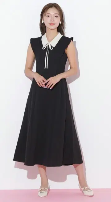 JILL by JILLSTUART 코르셋 리브 카라 부착 니트 원피스