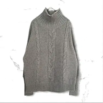 [ 갭 ] 울 혼방 터틀넥 케이블 짜임 니트 그레이 XS/S