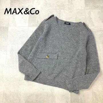 MAX&Co. 골드 버튼 울 니트 긴팔 그레이