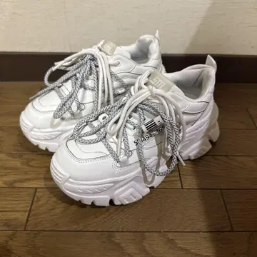 스티브 매든 TROY WHITE LEATHER 통굽 스니커즈