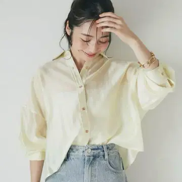 라 부티크 봉봉 시어 크롭 셔츠