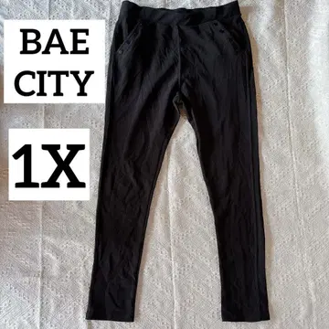BAE CITY [ 1X ] 블랙 팬츠 블랙 스트레치 팬츠 심플