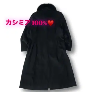 [ 고품질 ] 캐시미어 100% 퍼 탈부착 롱 코트 블랙