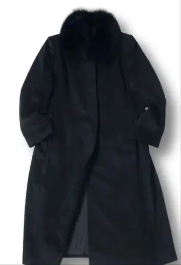 [ 고품질 ] 캐시미어 100% 퍼 탈부착 롱 코트 블랙