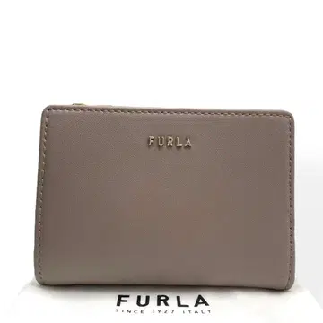 미사용급 FURLA 훌라 이단 접이식 지갑 가죽 그레이지 보존 상자