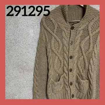 291295=HOMME 두툼한 케이블 니트 가디건 2 카멜 나무 버튼