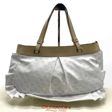 새상품급 GHERARDINI 핸드백 프릴 디자인 화이트