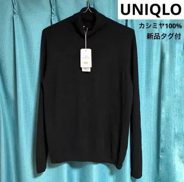 택 포함 새상품 UNIQLO 유니클로 캐시미어 100% 터틀넥 니트 블랙