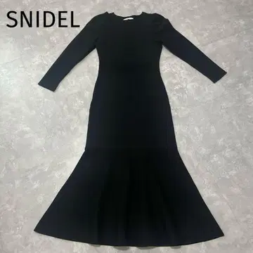 SNIDEL 빅 레이스 칼라 니트 원피스 니트 원피스 블랙 옷깃 없음