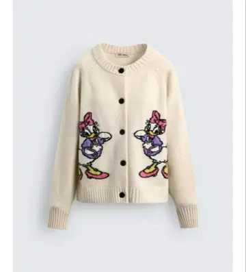 택 포함 새상품 ZARA DAISY DUCK 울 가디건 L