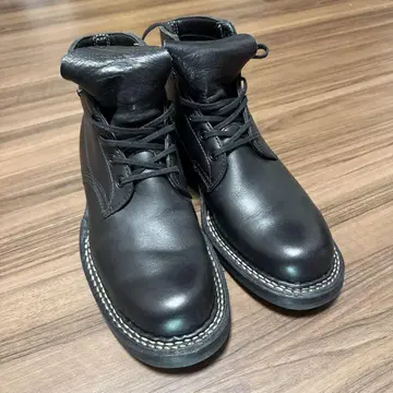 가죽 하이컷 워크 부츠 블랙