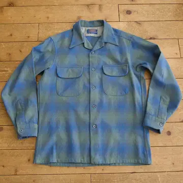 Pendleton 70s 보드 셔츠 호배색 섀도우 M 블루 그레이