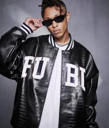 FUBU 가죽 바시티 자켓