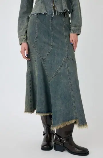 MOUSSY 패널 머메이드 데님 스커트