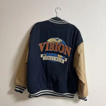 VISION STREET WEAR 바시티 자켓 네이비/베이지
