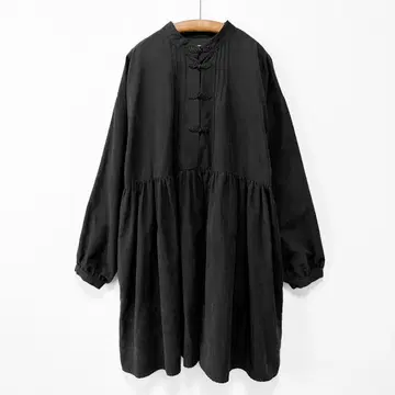 새상품급 merry jenny 루즈 차이나 셔츠 원피스 오버 사이즈 블랙