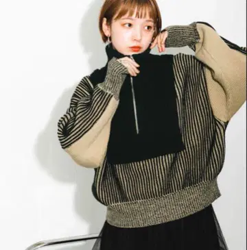 KBF 레이어드 하프 ZIP 니트