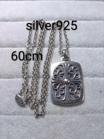 silver925 플라워 크로스 펜던트 목걸이 60cm 중후함