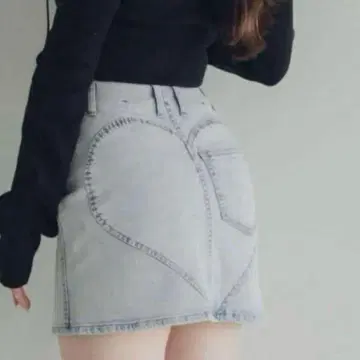 ANDMARY Heart hip denim skirt S