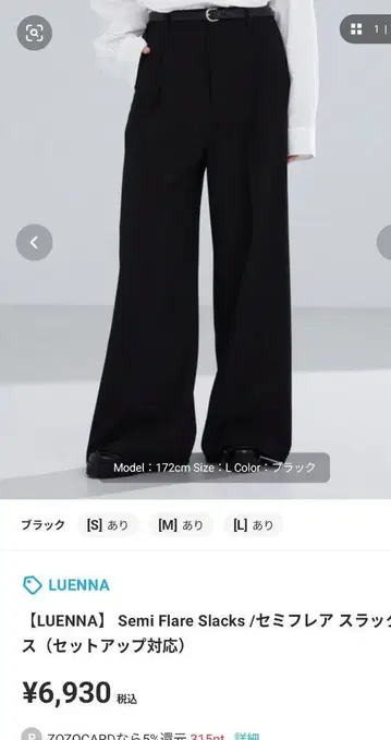 LUENNA 세미 플레어 슬랙스 블랙 L