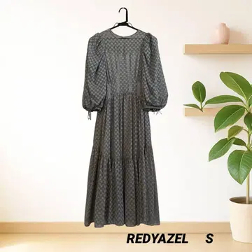 [ REDYAZEL ] 자카드 원피스 블루 그레이 도트 자카드