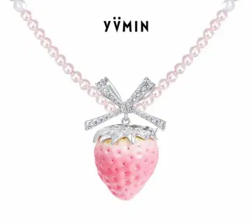 YVMIN 이치고 펄 넥클리스 핑크 레트로 실버