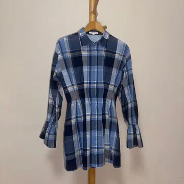 [ MOUSSY ] 체크 무늬 플레어 소매 원피스 사이즈 1