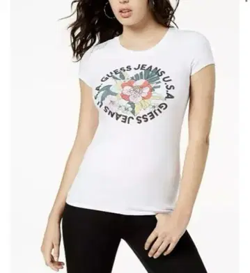 GUESS 로고 그래픽 티셔츠