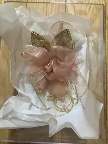 코사지 꽃 나비 리본 비즈 핑크 계열