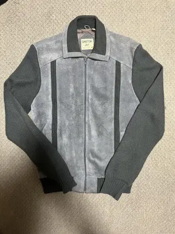 90s OKATON 가죽 니트 지퍼 자켓