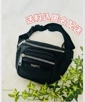 [새상품급] X-girl 웨스트 파우치 바디백 인조 가죽 블랙