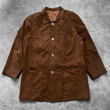 이탈리아제 vintage 천연 가죽 스웨이드 자켓 코트 46 브라운