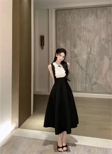 알리익스프레스 슬리브리스 원피스 블랙 왕홍 miumiu 스타일 프릴
