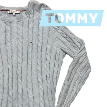 TOMMY HILFIGER 케이블 니트 스웨터 라이트 그레이 M 사이즈