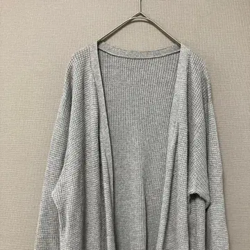 Slattgir 롱 가운 가디건 (3L) 와플 편직 그레이 무지